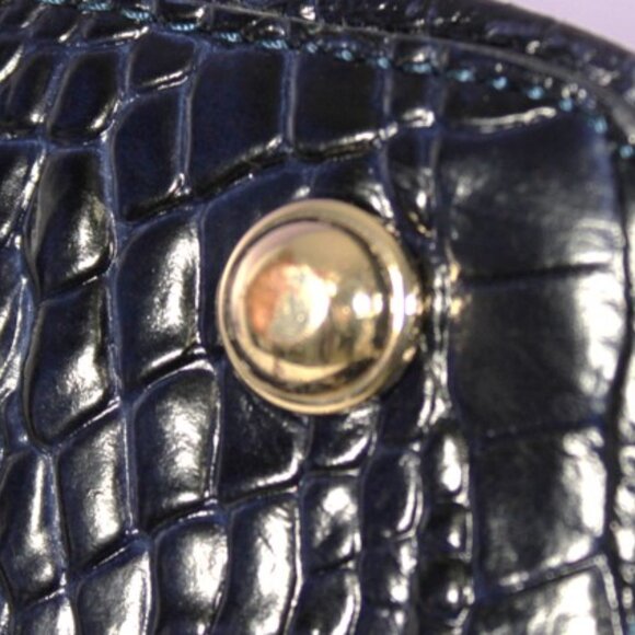 Brahmin Croc Embossed Leather Satchel Navy Melbourne Dome Bag w/ Strap & Dust Ba - Picture 15 of 16